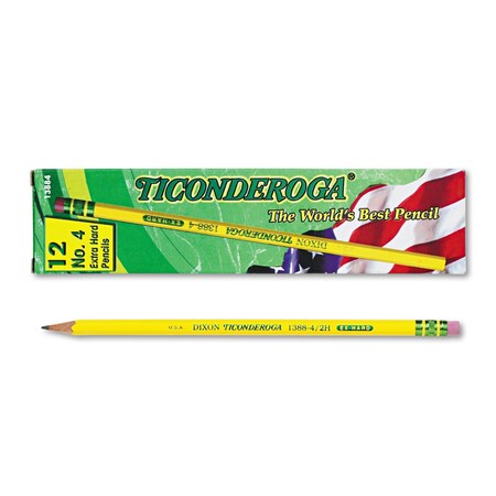 Ticonderoga Pencils, 2H (No 4), Black Lead, Yellow Barrel, PK12 13884